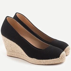 [J.Crew] Seville Espadrille Black Canvas Wedges